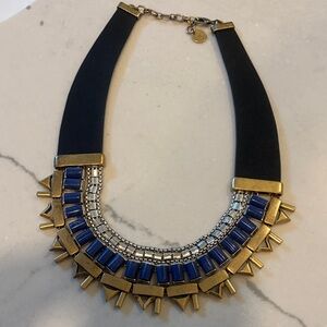 Stella & Dot Blue and Gold Geometric Necklace - Reversible